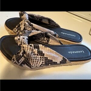 Lemonade slide on Snake Print Espadrille Sandals size 9 black and white